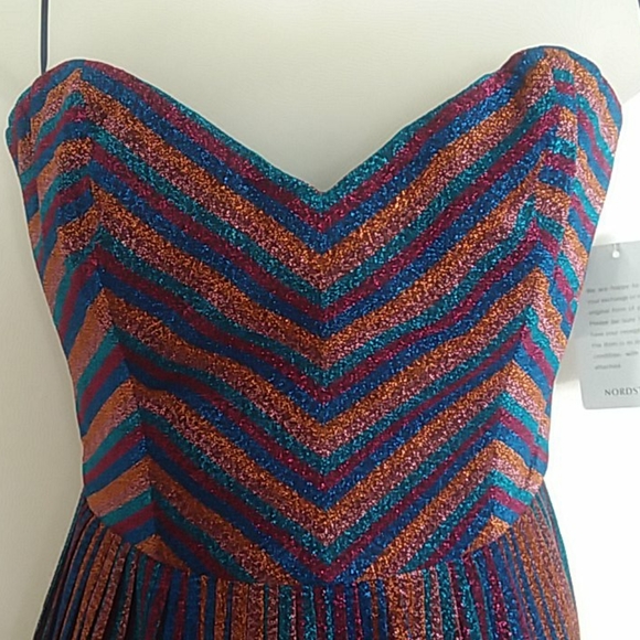 Dress the Population Rosalie Metallic Striped Strapless Dress Size Small NWT - Picture 6 of 16